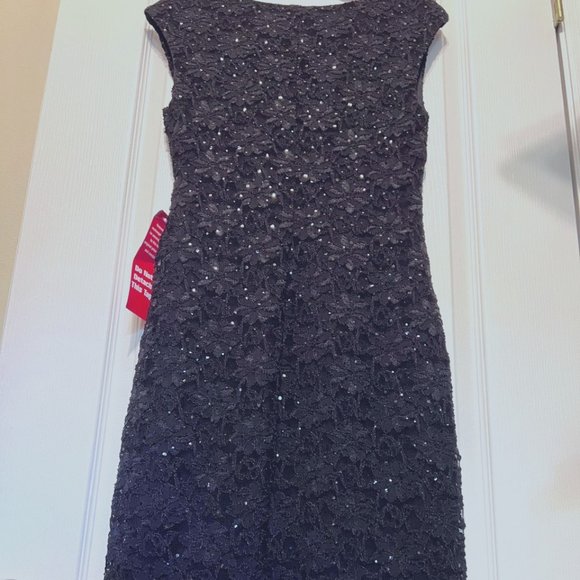 Connected Apparel Sequin-Lace-NWT-Lined Perfect "Little Black Dress"-Size 6 - Picture 5 of 14